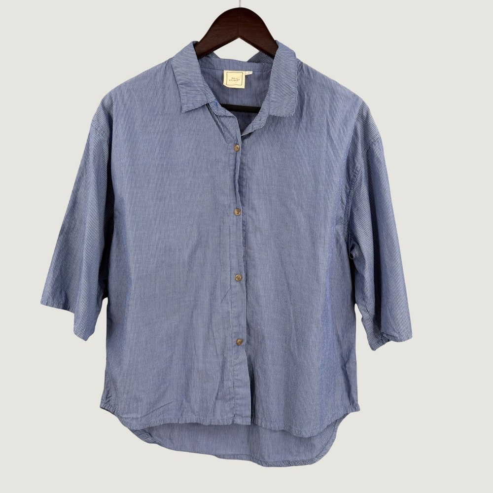 Deiji Studios Striped Organic Cotton Shirt Size Small Relaxed Drop Shoulder